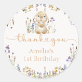 Sticker Rond Stick d'anniversaire du lapin fleur sauvage (Devant)