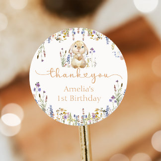 Sticker Rond Stick d'anniversaire du lapin fleur sauvage