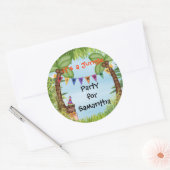 Sticker Rond Stick d'anniversaire du singe Jungle Safari (Enveloppe)
