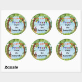 Sticker Rond Stick d'anniversaire du singe Jungle Safari (Feuille)