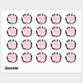Sticker Rond Stick d'anniversaire Zebra Print et Pink Cupcake (Feuille)