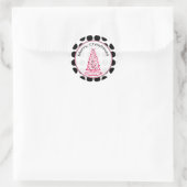 Sticker Rond Stick d'arbre de Noël rose avec Pois noir (Sac)