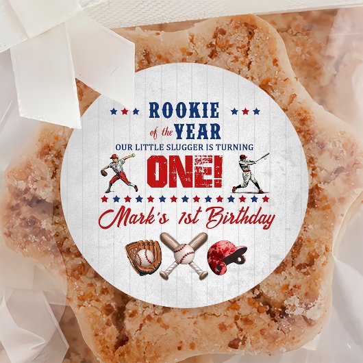 Sticker Rond Stick de baseball 1er anniversaire