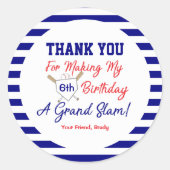 Sticker Rond Stick de baseball Anniversaire Bleu et Rouge rond (Devant)