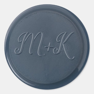 Sticker Rond Stick de cire bleu marine Monogramme
