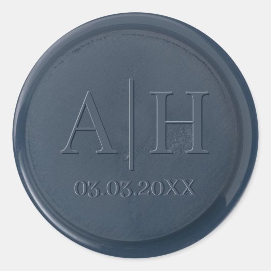 Sticker Rond Stick de cire bleu marine Monogramme (Devant)