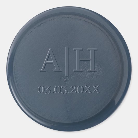 Sticker Rond Stick de cire bleu marine Monogramme (Devant)