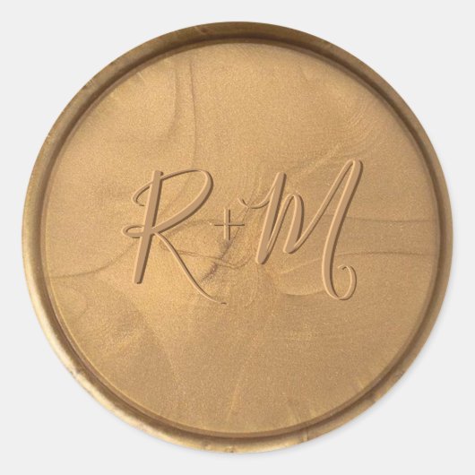 Sticker Rond Stick de cire d'or initial Monogramme (Devant)