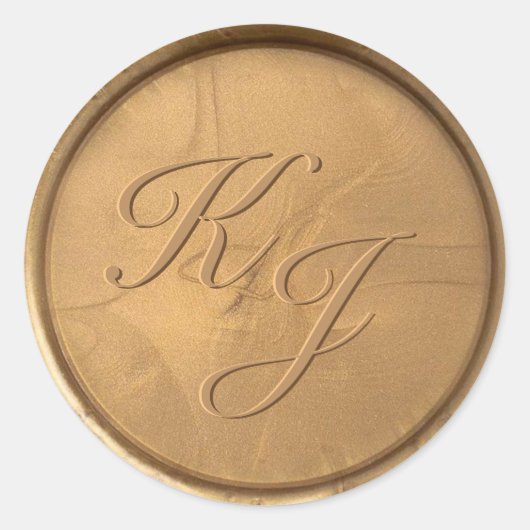 Sticker Rond Stick de cire d'or initial Monogramme (Devant)