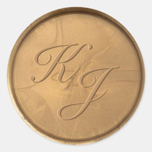 Sticker Rond Stick de cire d'or initial Monogramme