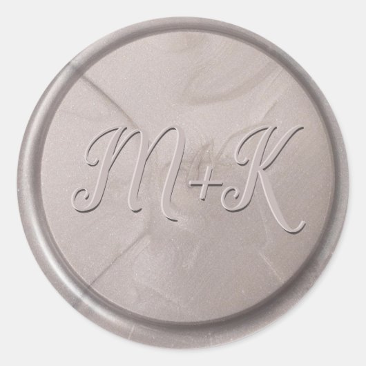 Sticker Rond Stick de cire gris perle initial Monogramme (Devant)
