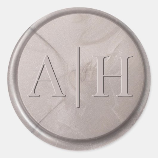 Sticker Rond Stick de cire gris perle initial Monogramme (Devant)