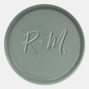 Sticker Rond Stick de cire noire Monogramme initial