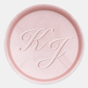 Sticker Rond Stick de cire rose perle initial Monogramme