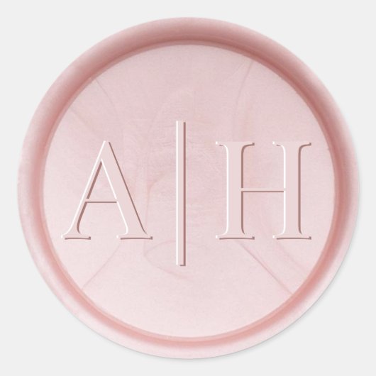Sticker Rond Stick de cire rose perle initial Monogramme (Devant)