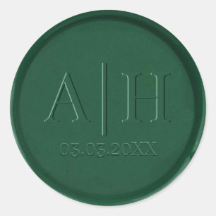 Sticker Rond Stick de cire vert Monogramme et datte Forêt