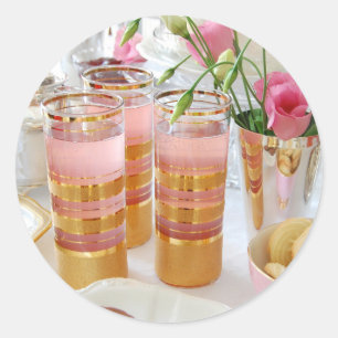 Sticker Rond Stick de citron rose thé anglais