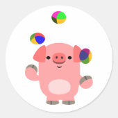 Sticker Rond Stick de cochon de dessin mignon (Devant)