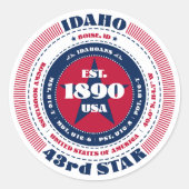 Sticker Rond Stick de conception circulaire Idaho patriotique (Devant)