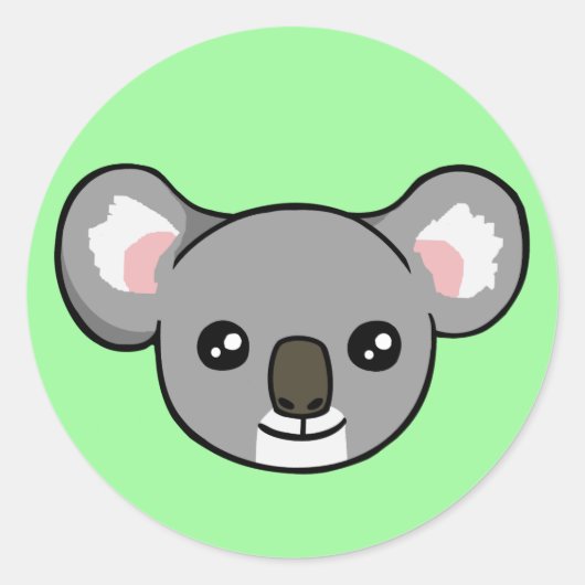Sticker Rond Stick de dessin Visage de Koala gris très agréable (Devant)