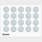 Sticker Rond Stick de fête d'anniversaire bleu En vichy plaid (Feuille)