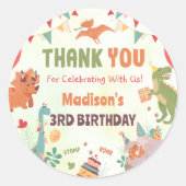 Sticker Rond Stick de fête d'anniversaire de Dinosaur Aquarelle (Devant)