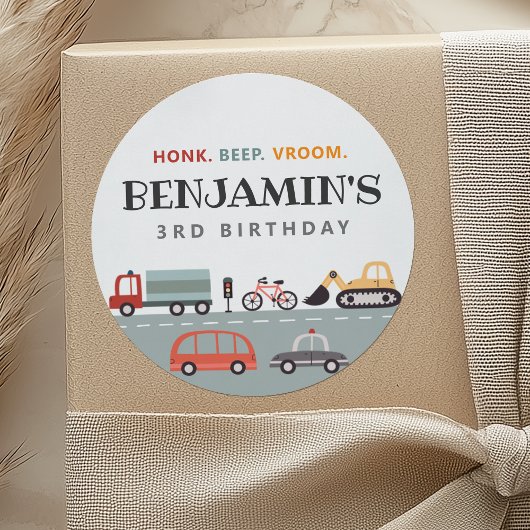 Sticker Rond Stick de fête d'anniversaire du transport moderne