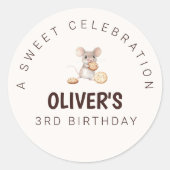 Sticker Rond Stick de fête d'anniversaire Souris & Cookie (Devant)