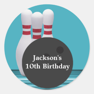 Sticker Rond Stick de la fête d'anniversaire de Bowling