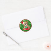 Sticker Rond Stick de Noël Glittery Teddy Bear (Enveloppe)