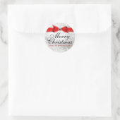 Sticker Rond Stick de Noël Rouge en Argent Lace & Bow (Sac)