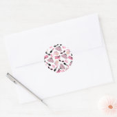 Sticker Rond Stick de parfum en bâton à lèvres rose et noir (Enveloppe)