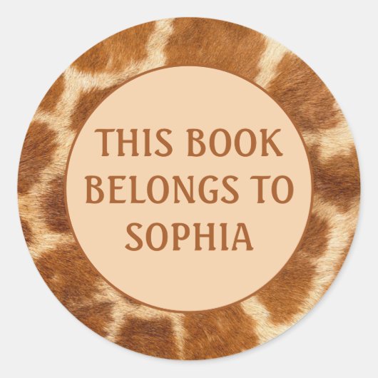 Sticker Rond Stick de plaque de nom du livre d'impression Brown (Devant)