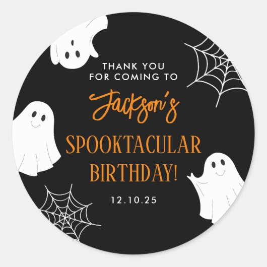 Sticker Rond Stick Éffrayant Halloween Black Cute Ghost Anniver (Devant)