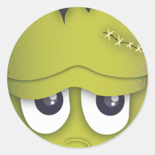 Sticker Rond Stick éffrayant Mignonne Green Monster Head Hallow