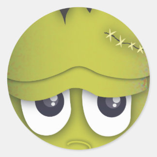 Sticker Rond Stick éffrayant Mignonne Green Monster Head Hallow