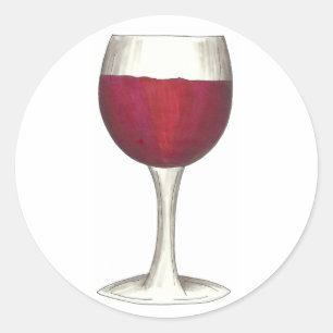 Sticker Rond Stick en verre de dégustation de vin rouge Merlot 