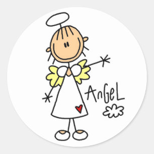 Sticker Rond Stick Figure Angel T-shirts et cadeaux