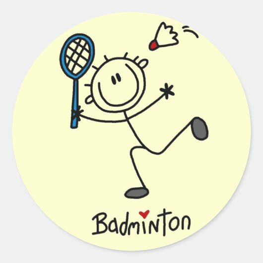 Sticker Rond Stick Figure Badminton T-shirts et cadeaux (Devant)