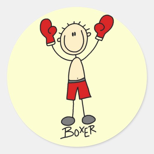 Sticker Rond Stick Figure Boxing T-shirts et cadeaux (Devant)