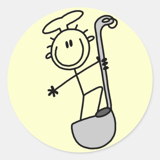 Sticker Rond Stick Figure Chef avec Ladle (Devant)