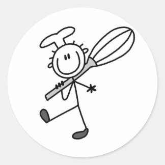 Sticker Rond Stick Figure Chef avec Whipper