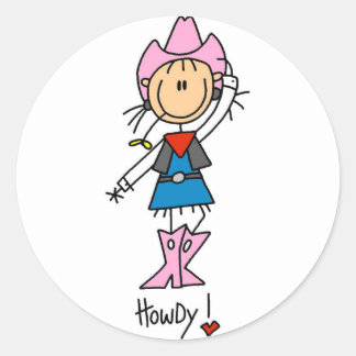 Sticker Rond Stick Figure Cowgirl T-shirts et cadeaux