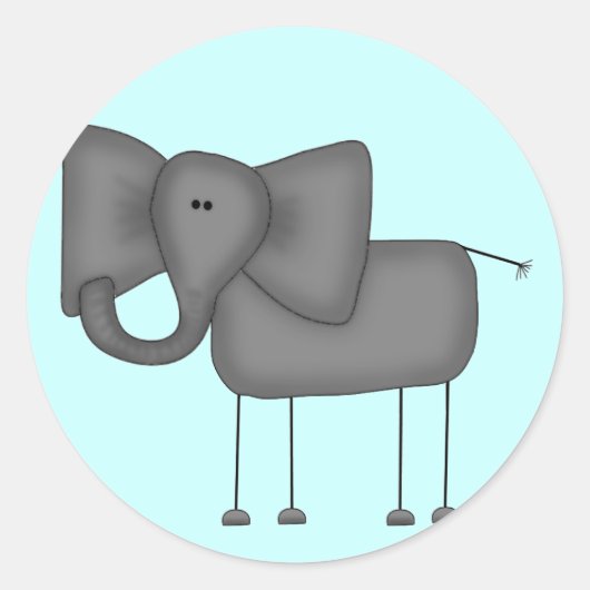 Sticker Rond Stick Figure Elephant Tshirts et cadeaux (Devant)