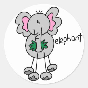 Sticker Rond Stick Figure Elephant Tshirts et cadeaux