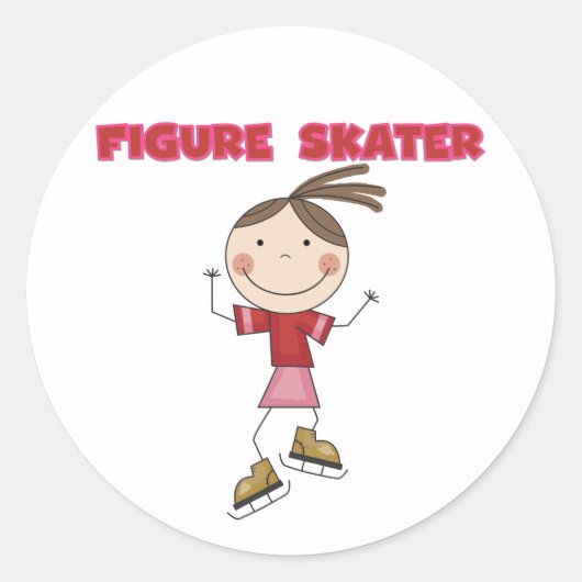 Sticker Rond Stick Figure Girl Skater Tshirts et cadeaux (Devant)