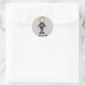 Sticker Rond Stick Figure Groom T-shirts et cadeaux (Sac)