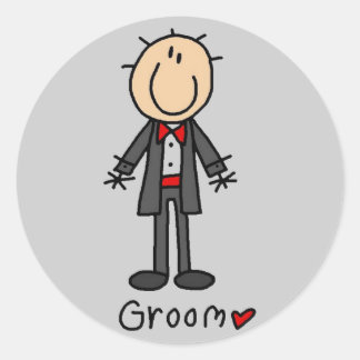 Sticker Rond Stick Figure Groom T-shirts et cadeaux