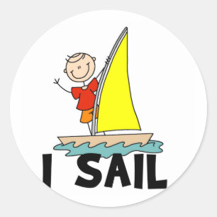 Sticker Rond Stick Figure I Sail T-shirts et cadeaux