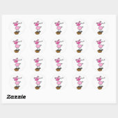 Sticker Rond Stick Figure Pig Tshirts et cadeaux (Feuille)
